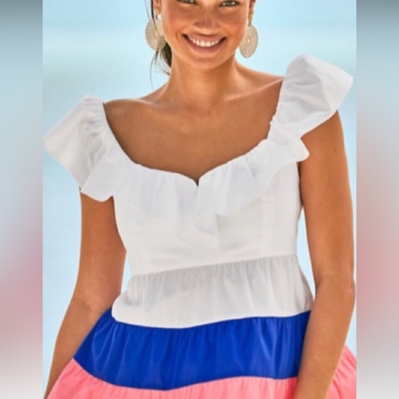 Lilly Pulitzer | Tops | Nwt Lilly Pulitzer Babydoll Ruffle Emie Top Bor ...